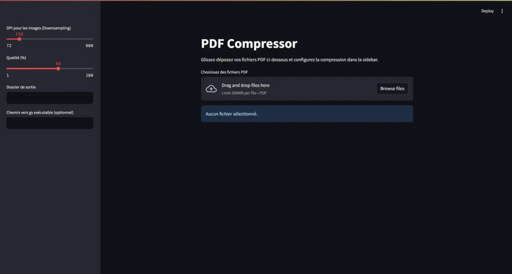 PDF compressor interface