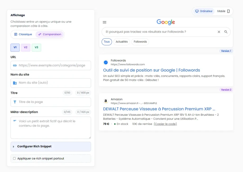 SERP Simulateur Google (Plugin WordPress)